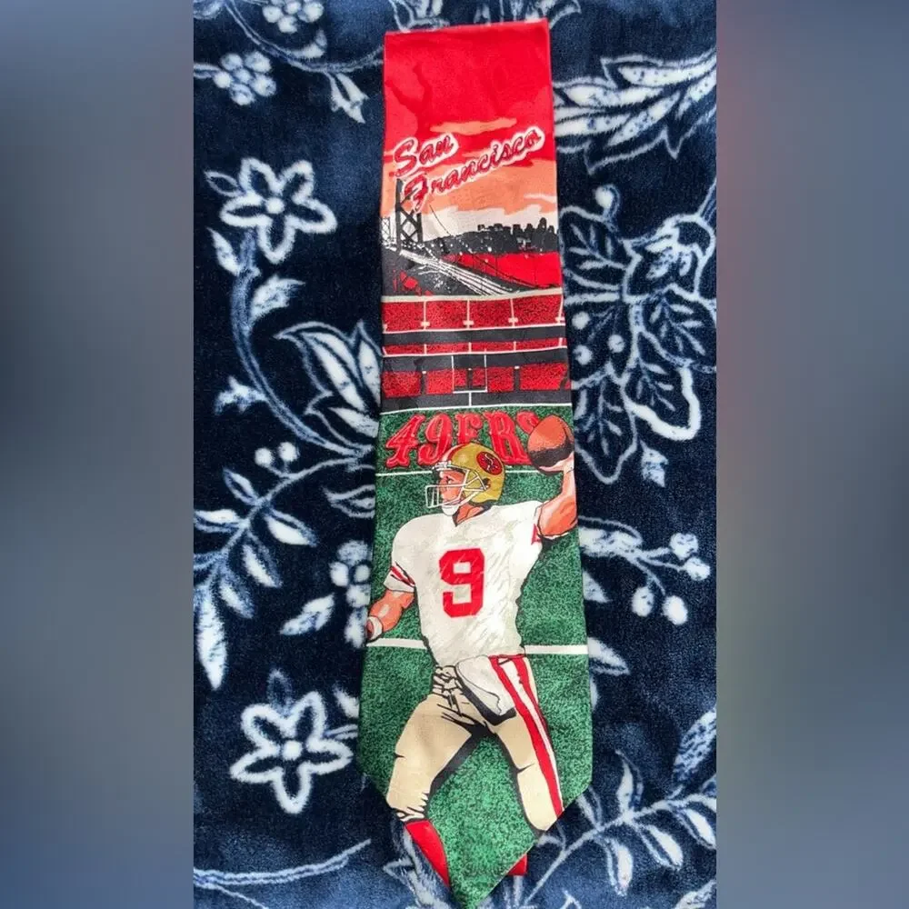 Vintage 90s 100% Silk #9 MVP San Francisco 49ers Tie